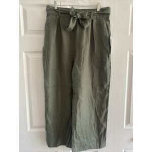 Joie Women's Green Paperbag Waist Linen‎ Pants Size Large NEW Comfort Casual